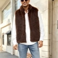 thumbnail image 5 of Ceisia Mens Faux Fur Sleeveless Vest Open Front Warm Thick Furry Waistcoat Winter Party Street Casual Outerwear Gilet For Men Brown M Gift, 5 of 6