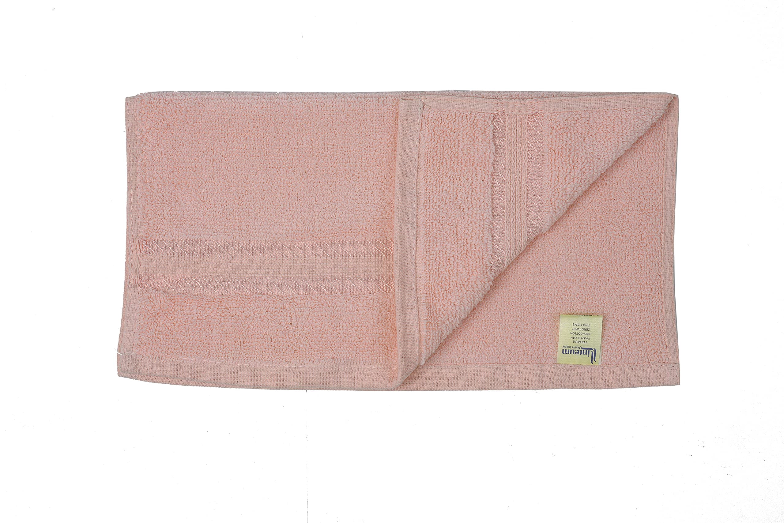 Linteum Textile Face Towel Set, 13x13 Inch, 100% Soft Cotton, 16 Single Ring Spun Washcloths, Absorbent & Durable Face Towel for Household, Spa, Gym and Hotels - 12 Pack (Pink)