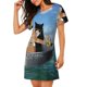 thumbnail image 2 of Easygdp Two Brave Cats Are Floating On The Sea Iceberg Camisón de manga corta para mujer, informal, estampado, 2 of 6