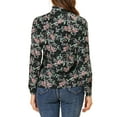 thumbnail image 3 of Unique Bargains Chemise à Manches Longues à Col Montant à Volants à Fleurs pour Femmes Noir TG, 3 of 5