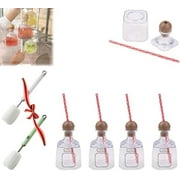 Patron Reusable Cups with Straw, 13oz Acrylic Patron Bottle Empty for Drinks, Plastic Mini Patron Tequila Bottles, Mini Champagne Bottles for Drinks for Cocktail, Champagne, Wine (4pcs)