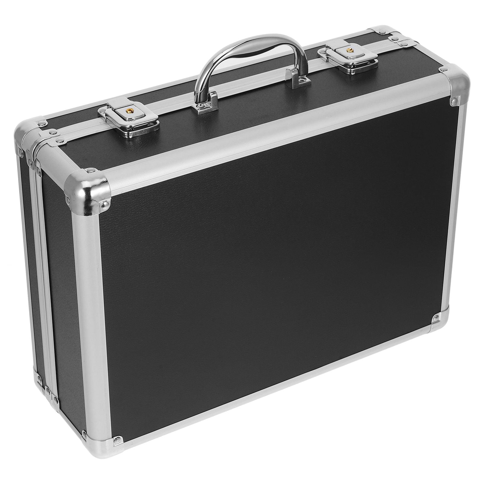 OULII Portable Black Aluminum Alloy Tools Container with Lock and Large Space for Household Storage