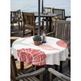 thumbnail image 2 of Outdoor Tablecloth with Umbrella Hole for Patio/Picnic/Party/Camping, Red Orange Coastal Waterproof Table Cloth Round Cover Washable, Starfish Shell Coral Summer Beach Ocean (Dia 54"), 2 of 9