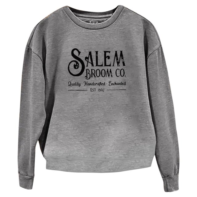 MSJUHEG Sweat à Capuche pour Femmes Mode Décontractée Chandail en Molleton Chaud à Manches Longues Col Rond Chemise Imprimée Douce Chandails en Molleton d'Hiver pour Dames Hauts Graphiques Gris 4TG