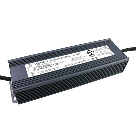 24V 300W Dimmable CV DC LED Driver Transformer UL Approved AC to DC 110V to 277V Input for LED Light, Compatible with Most dimmers, Waterproof IP67