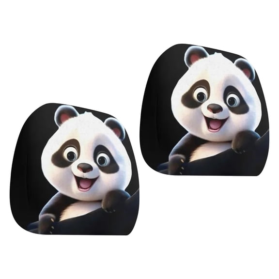 Delightful Cartoon Panda Car Accessories Headrest Covers Set Of 2 For Auto Interior Styling Decorating Backrest