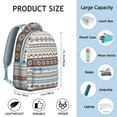 thumbnail image 6 of Hippie Boho Backpack for College Students - Tribal Design Laptop Bag, Heavy Duty Water-Resistant Fabric, Spacious Compartments for Dorm, Library & Daily Campus Use, 6 of 6
