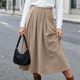 thumbnail image 5 of yillto Womens Corduroy Skirts Pleated High Waist Flowy Loose Fall Winter Long Skirt with Pockets S-XXXL, 5 of 7