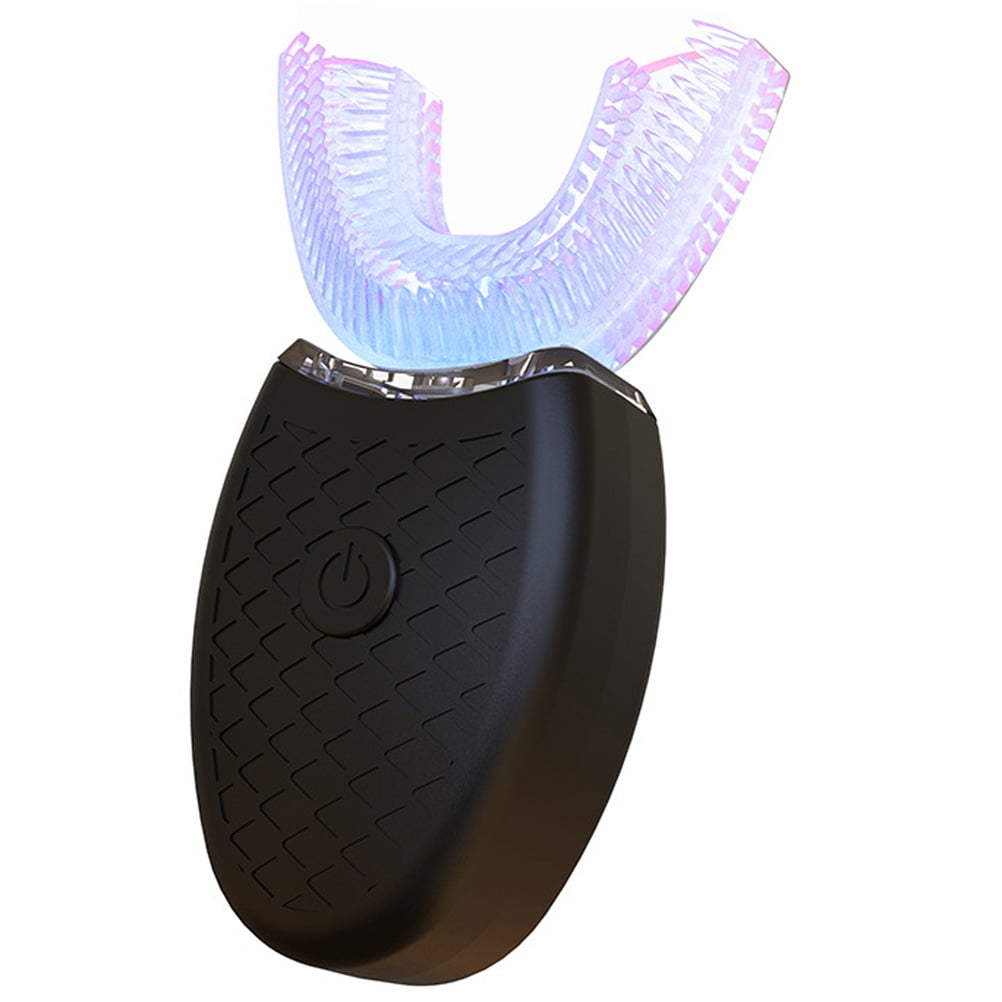 U-shaped Sonic Electric Toothbrush Full-automatic Ultrasonic Whitening Toothbrush (Black, for Adults)