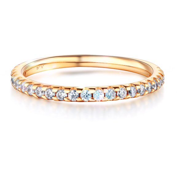 Wellingsale Ladies Solid 14k Yellow Gold Polished CZ Cubic Zirconia Wedding Band - Size 4