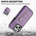 thumbnail image 3 of ELEHOLD Zipper Wallet Case for iPhone 14 Pro 6.1 inch,Made of Premium Vegan Leather and Soft TPU with Shockproof Full Body Protection Magnetic Kickstand and Card Slot Case, Purple, 3 of 9
