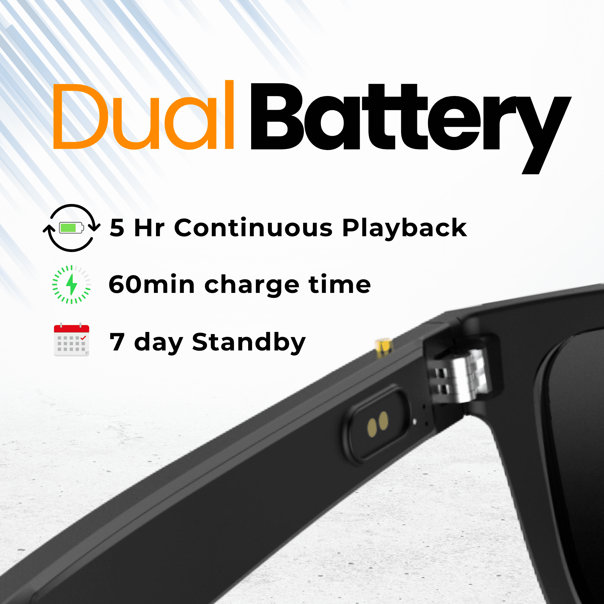 Smart Sunglasses, Audio Bluetooth Sunglasses with Dual Stereo Speakers, Voice Control - Athletic/Outdoor UV Protection and Sweatproof, Unisex