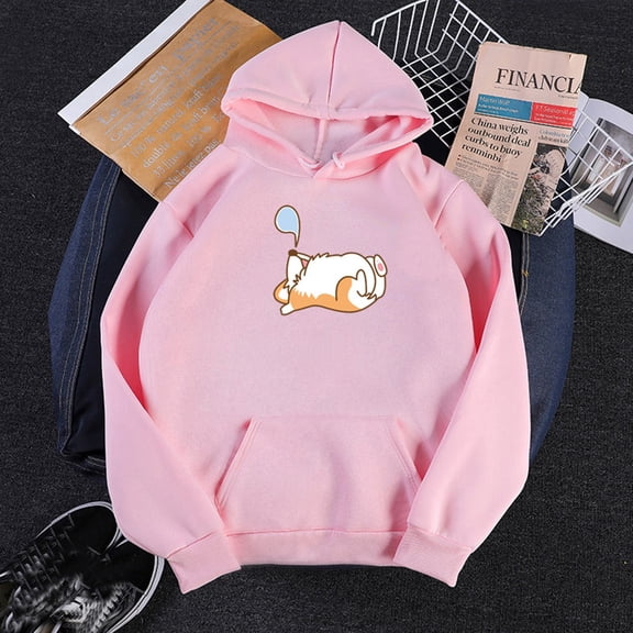 Brilliant Fall Womens Tops Long Sleeve Women's Color Cute Dog Sleeping Sweatshirt Long Sleeve Hoodie Pullover Clearance Clothes under $5.00