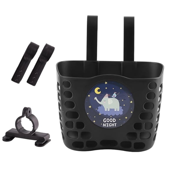 Cesta de bicicleta para niñas, impermeable, para niños y niñas, compatible con la mayoría de bicicletas y scooters infantiles. Negro