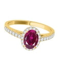thumbnail image 3 of Mauli Jewels Rings for Women 0.70 Carat Diamond And Oval Shaped Created Ruby Ring 4-prong 10K Yellow Gold, 3 of 7