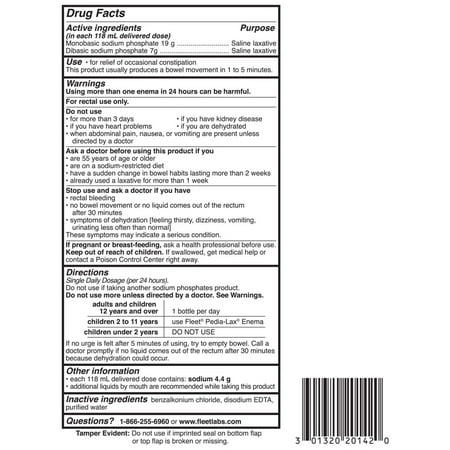 Fleet Laxatives, Saline Enema for Adult Constipation Relief, Prefilled Enema Kit for Fast Acting Constipation Relief, 4.5 fl oz, 2 Bottles