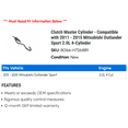 thumbnail image 2 of Clutch Master Cylinder - Compatible with 2011 - 2015 Mitsubishi Outlander Sport 2.0L 4-Cylinder 2012 2013 2014, 2 of 2