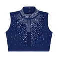 thumbnail image 4 of Aislor Kids Girls Sleeveless Shiny Rhinestone Lyrical Jazz Modern Ballet Dance Crop Tank Tops Shirt Dancewear Navy Blue 6, 4 of 7