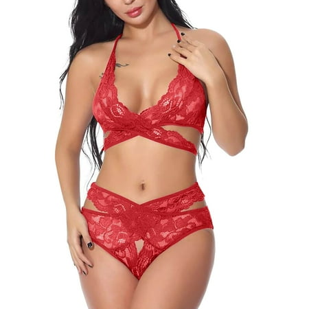 

ZMHEGW Underwear Women Seamless Ladies See Through Lace Eyelashes Lace Backless Extremely Seductive Interest Onesie Underwear For Womens