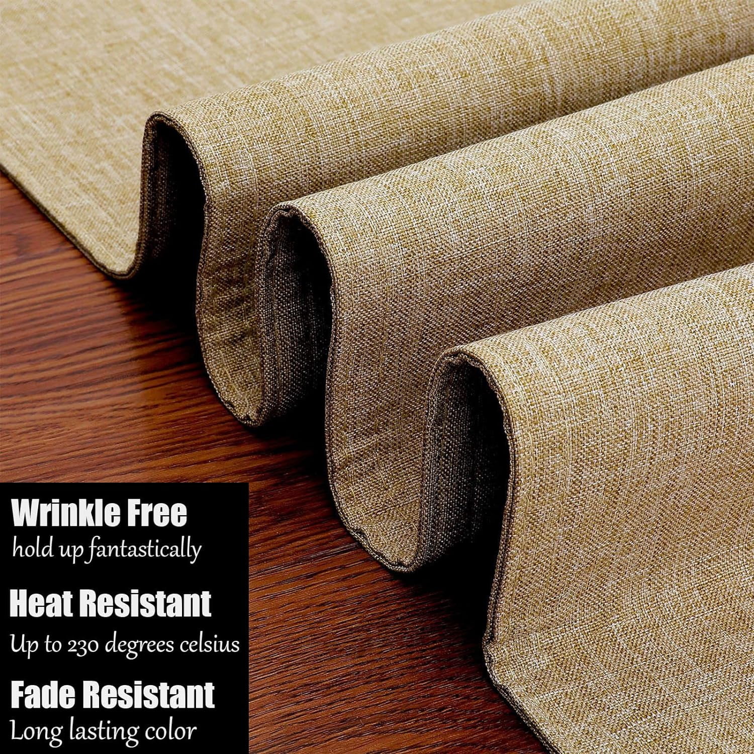 Fabric Placemats Set of 6 Machine Washable Thickened Cloth Table Placemats Heat Resistant Non Slip Table Mats Double Layer Place Mats, Beige
