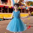 thumbnail image 2 of Gelikeya Flower Girl Dress 3-14Y Girls Wedding Peach Dress Star Sequins Bride Party Dresses with Mesh Layerd Tutu Skirt Blue & 5-6 Years, 2 of 5