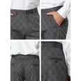 thumbnail image 6 of INSPIRE CHIC Men's Plaid Dress Pants Slim Fit Flat Front Business Check Trousers 30 Gray, 6 of 6