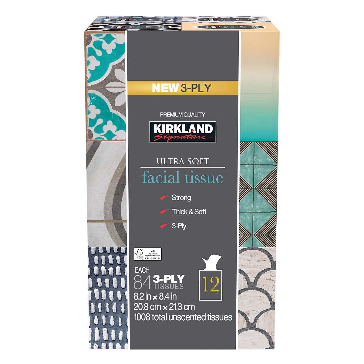 Kirkland Signature Facial Tissue, 3-Ply, 84 Count (12 Pack)