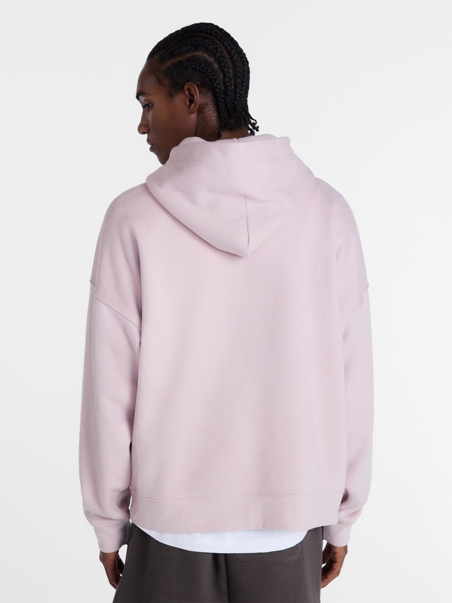 No Boundaries Boxy Fit Oversized Fleece Hoodie with Long Sleeves, Men's XS-4XLT