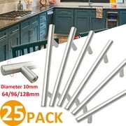 25-Pack(10*64*100mm)T-bar Kitchen Cabinet Handles Pulls Furniture Drawer Cupboard Knobs Bar Door Handle Pulls, Polished stainless steel