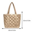 thumbnail image 3 of Bolso acolchado con entramado de diamantes para mujer, bolso de invierno de ocio para niña de gran capacidad (dorado), 3 of 8