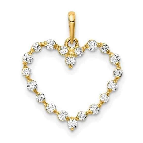Finest Gold 10K Yellow Gold CZ Heart Pendant