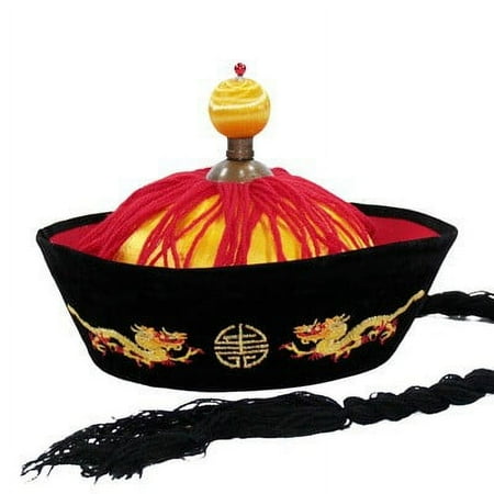 

HOMEMAXS Chinese Oriental Asian Emperor Hat with Braids Decorative Cosplay Male Hat