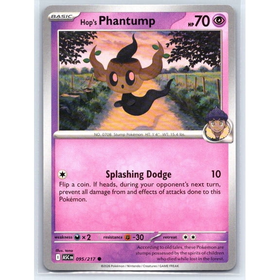 2026 Pokémon Hop's Phantump ME Ascended Heroes 095/217 Common Trading Card