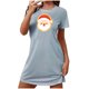thumbnail image 2 of Camisón corto navideño para mujer, talla grande, cuello redondo, manga corta, estampado en el pecho, vestido de noche para mujer, 2 of 3