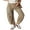 Khaki, variant on Women Loose Jeans Solid Color Mid-Rise Barrel Denim Pants