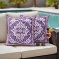 thumbnail image 4 of Purple Boho Outdoor Waterproof Pillow Covers, Ethnic Geometric Middle Century Art Decorative Square Throw Pillowcase Sofa Cushion Sham for Patio/Couch/Chair, 24"x24" 2 Pack, 4 of 8