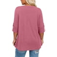 thumbnail image 6 of Vivianyo HD Women's Pleated Square Neck Tunic Top, Roll Tab 3/4 Sleeve Loose Flowy Blouse for Women, Fall Casual Tops for Daily Errands, Sizes L-5XL, 6 of 8