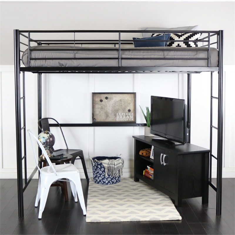 Walker Edison Full Size Premium Metal Loft Bed - Black - image 4 of 9