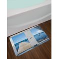 thumbnail image 2 of Beach Bath Mat, Coastal Theme with the Ocean Sea Sunny Day Scenery with Patio from Window, Non-Slip Plush Mat Bathroom Kitchen Laundry Room Decor, 29.5 X 17.5 Inches, Pale Blue and White, Ambesonne, 2 of 2