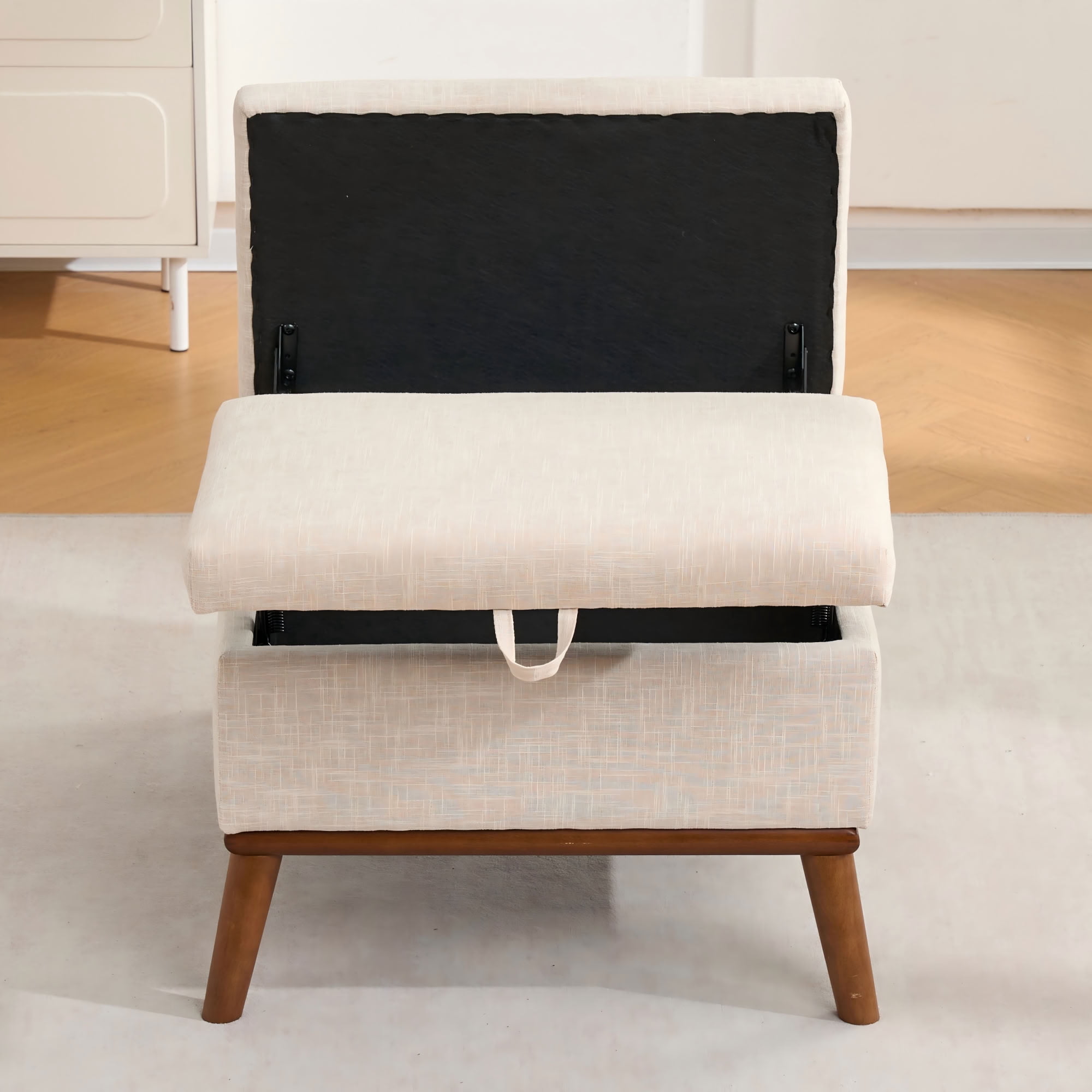 MAYEERTY 31 Inch Split Flip Top Storage Ottoman, Mid Century Multi-Functional Footrest for Living Room Home Office Small Space