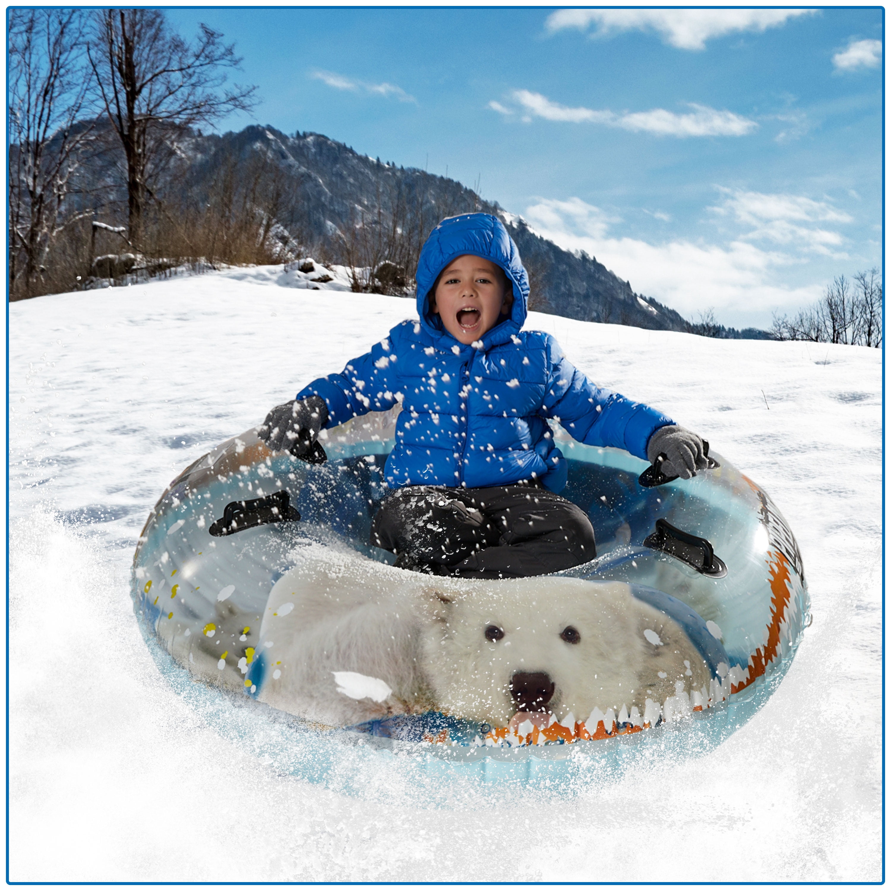 Pipeline Sno 48 in. Inflatable Mega Air Transparent Snow Tube, Polar Bear Sled, PVC Material