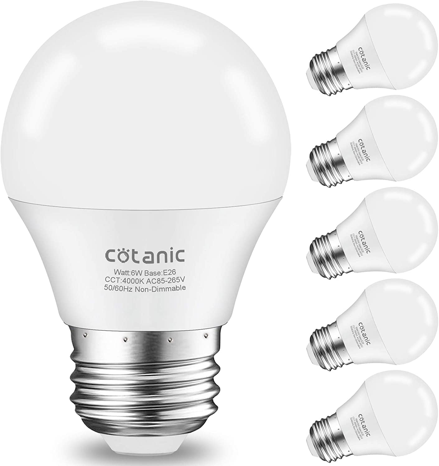 Soft Warm White 2700K 60 Watts Globe Light Bulb Equivalent Aooshine A15 LED Bulbs 6 Watts E26 Standard Screw Base 600 Lumens A15/G45 Shape Decorative Edison Home Lighting Non-Dimmable Pack of 6 