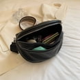 thumbnail image 3 of Bolso de pecho con múltiples bolsillos Bolso de sillín cruzado sólido de cuero para mujer (Negro), 3 of 7