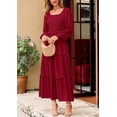 thumbnail image 4 of Vestido largo PRETTYGARDEN para mujer, manga larga, de primavera, rojo, 4 of 9