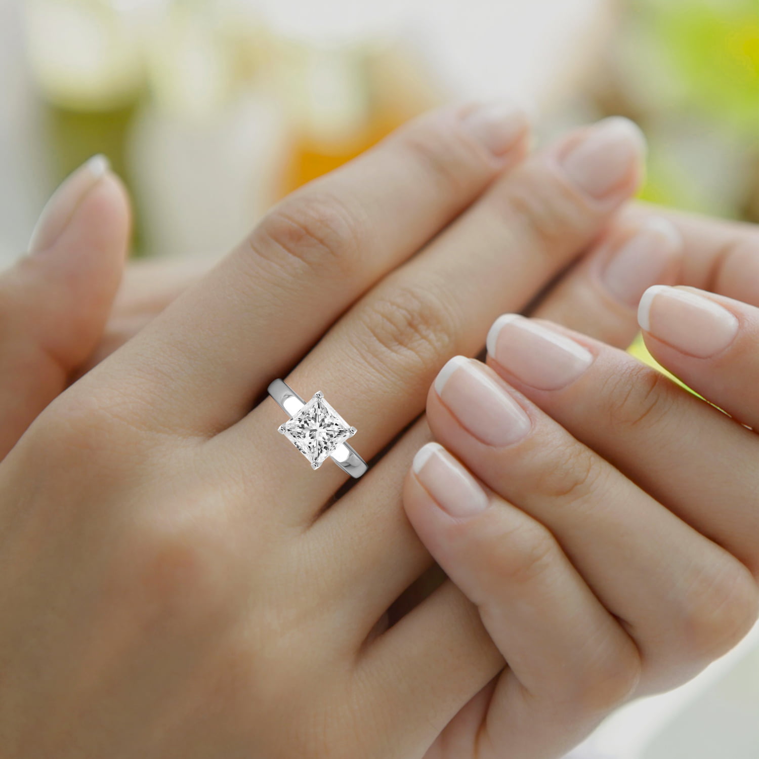 Flat Band 1 Carat Princess Diamond Engagement Ring | Princess diamond  engagement rings, Princess diamond, Diamond engagement rings