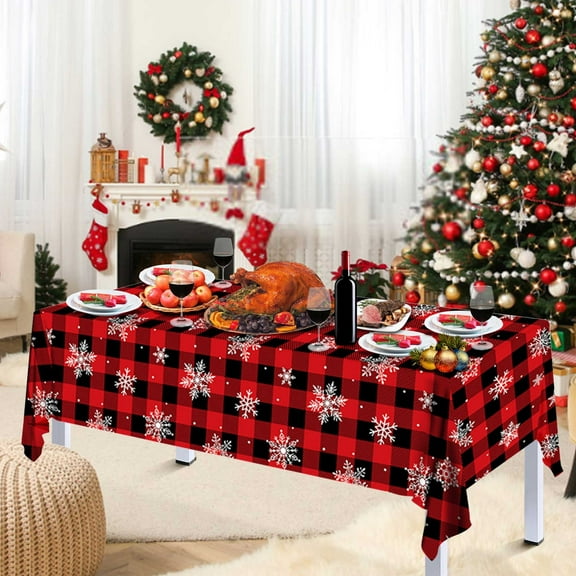 sruoe Tablecloth, 54 X 108in Christmas Tablecloth, Waterproof Machine Washable Foldable Red Rectangle Tablecloths, Table Cloth for Dining, Home, Party Decor, PE