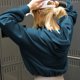 thumbnail image 4 of Sudadera Jersey informal para mujer, Color sólido, media cremallera, línea H, hombros caídos, traje de calle Ygjytge Azul T L para Mujer, 4 of 9
