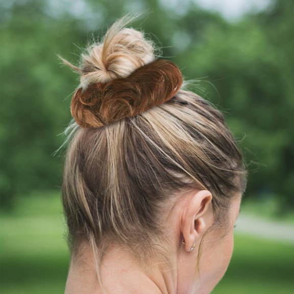Masteelf Faux hair Bun Piece with Elastic Band for hair Styling Voluminous Curly Synthetic Light Brown Small Size