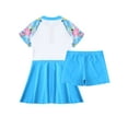 thumbnail image 4 of iiniim Kids Girls 2 Pcs Short Sleeve Rashguard Shirts with Swim Skirts Swimsuit Bathing Suit Beachwear Size 4-14 Blue 12, 4 of 7