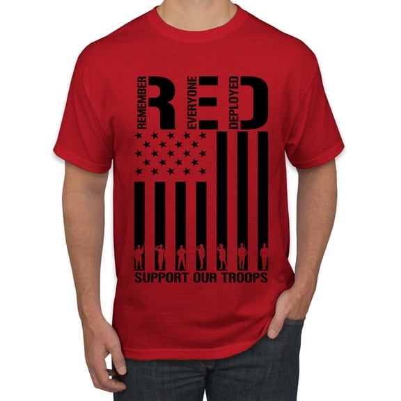 Wild Bobby Remember Everyone Deployed RED Support Our Troops Military Black Flag Men Tee